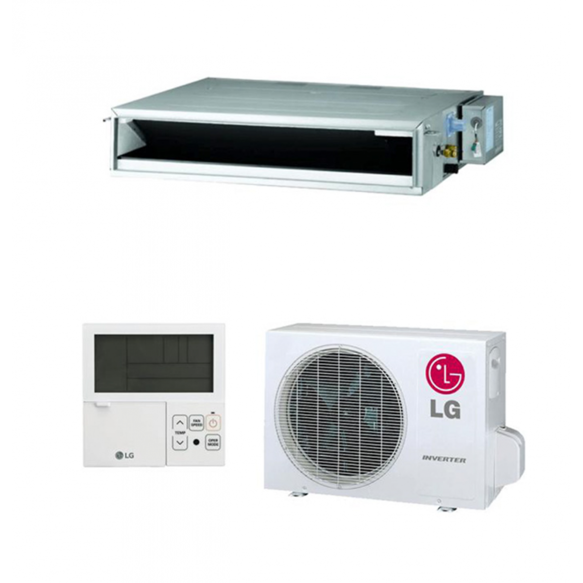 Šilumos siurblys LG Compact-Inverter kanalinis oras-oras CL18F.N10+UUA1.UL0 pultas PREMTB001 Šildymo galia 5,2 kW, Šaldymo galia 4,7 kW R32
